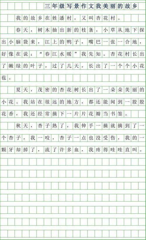 初级三写景区，家乡_1000字