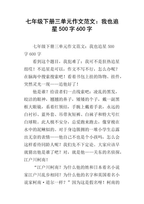 我也追逐明星_550字