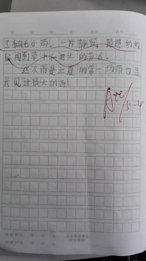 一年级日记：大雨_50字