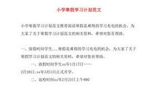 小学生寒假学习计划_250字