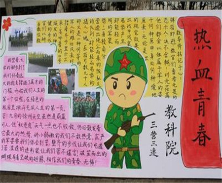 军事训练手写报纸：血液青年_40字