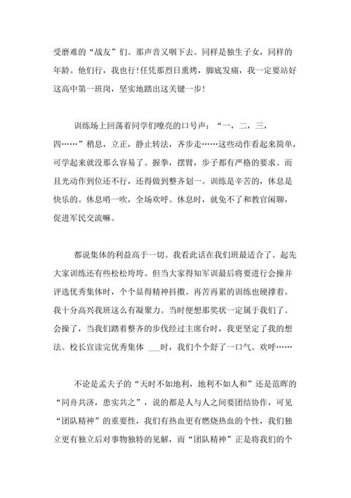 高中军事训练经验_900字