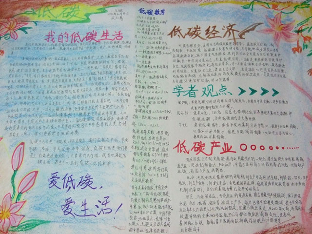 世界环境日手写报纸 - 爱低碳，爱情生活_20字