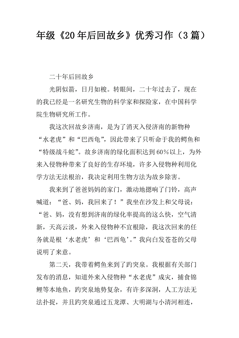 20年后回到家乡_550字