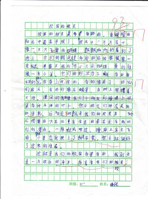 三年级观看成分：秋季_300字