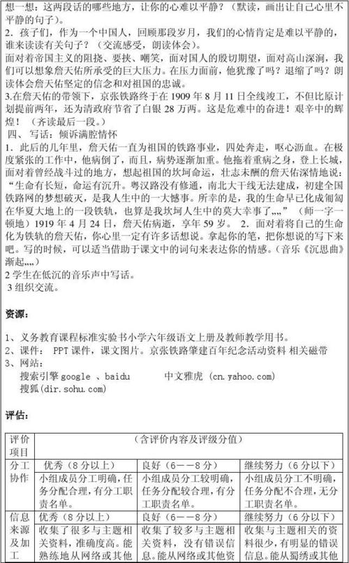 阅读“詹天佑”的感觉_550字
