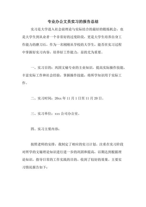 秘书实习个人摘要