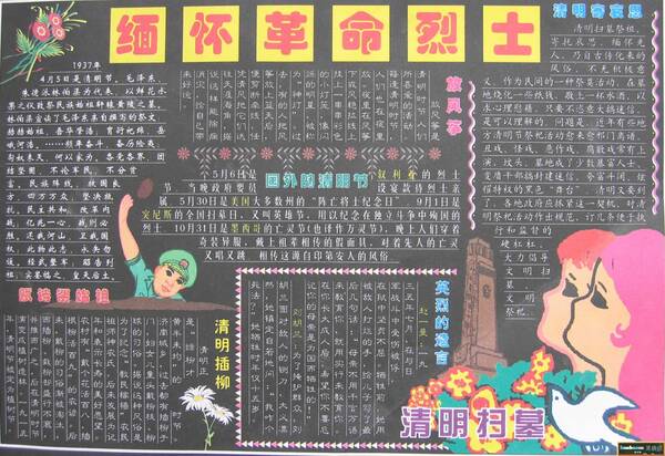清明节黑板：记住烈士_20字
