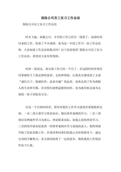 保险公司实习经验