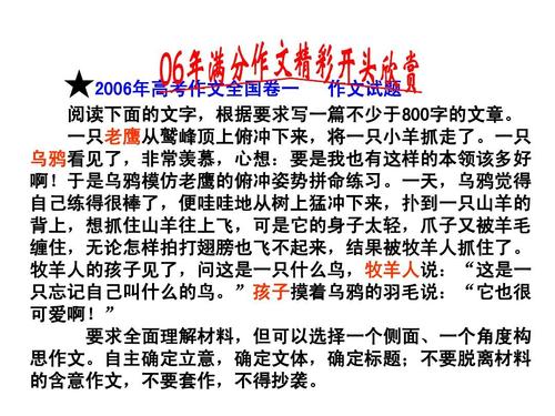 “创新作文”于2007年震惊真正的入学考试