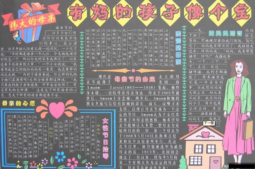 母亲节黑板 - 陆军儿童喜欢宝藏_20字