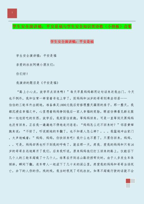 学生安全演讲：ping a是福