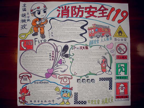 关于消防手写报纸：消防安全_20字