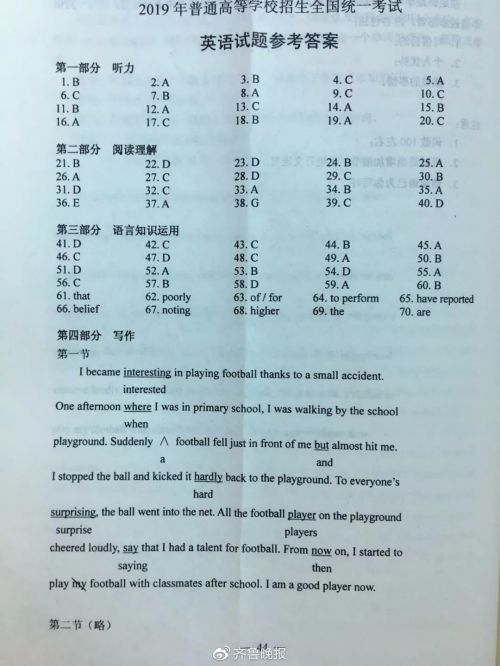 2019年大学入学考试广东卷英语作文主题