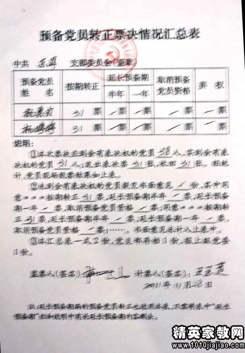 2010年教师准备党员向前申请