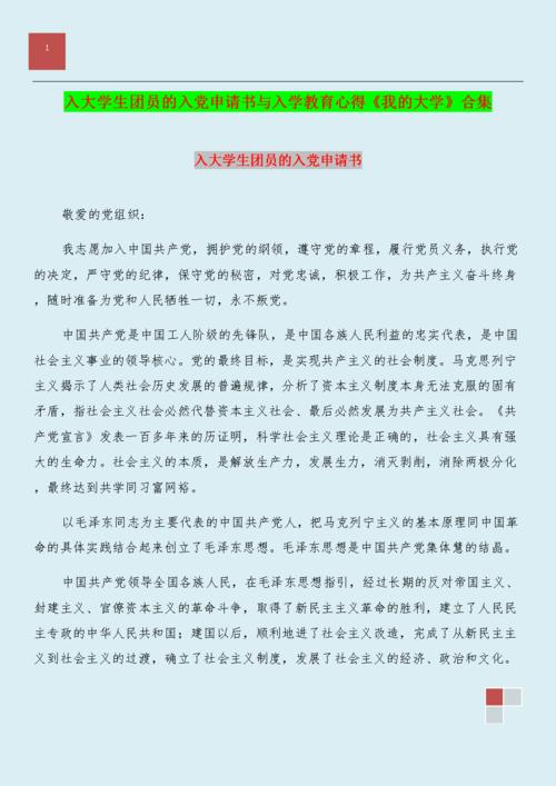 刚进入大学进入党申请的学生