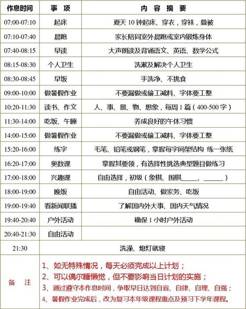 第一个暑假学习计划