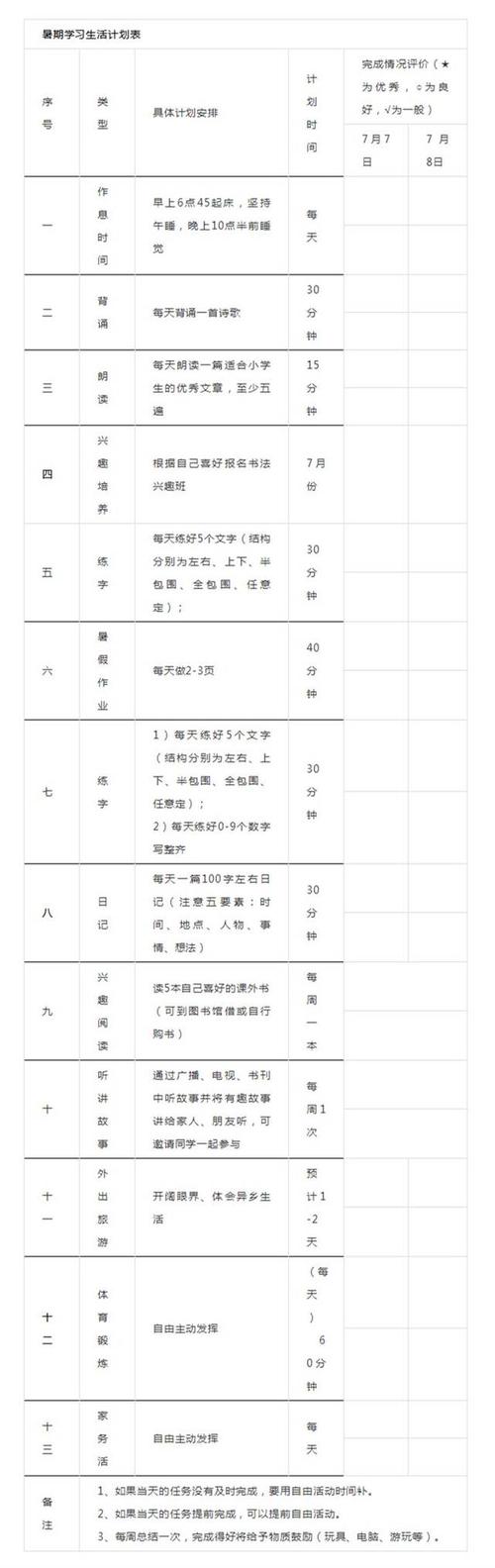 高中暑度学习计划