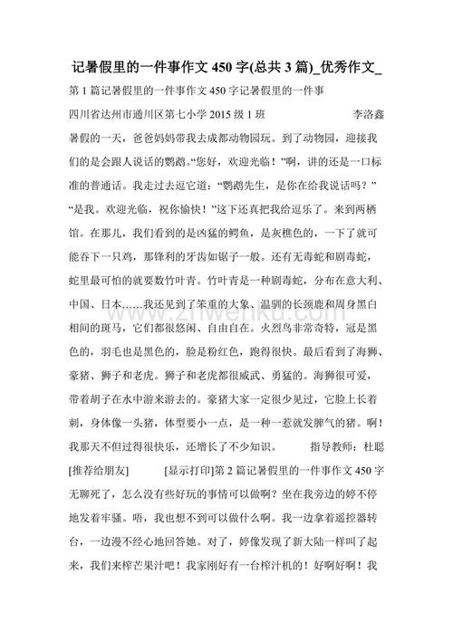 暑假里的一件事_350字