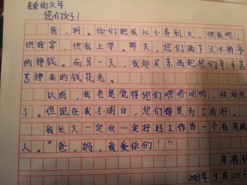 给予父母的一封信5_550字