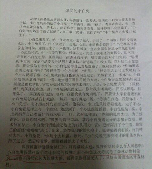 一年级组成：小白兔_200字