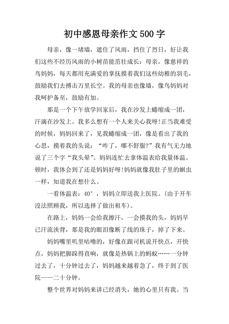 勉的母亲爱_500字
