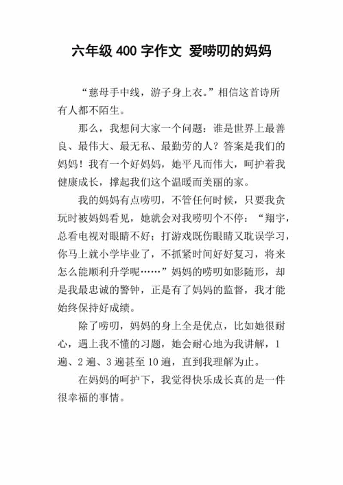 我心爱的母亲_400字