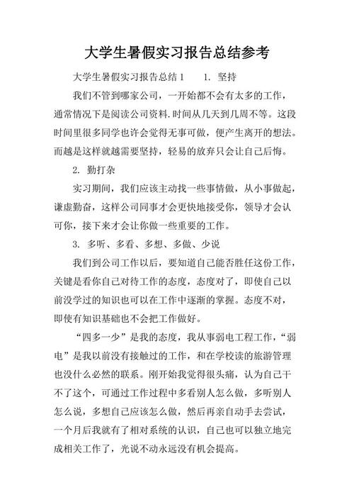 大学生实习报告个人摘要