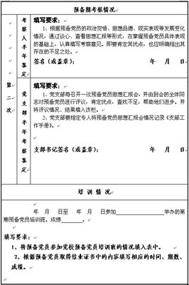 预备党员检查表填写格式（3）