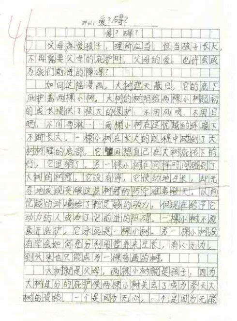 四年级叙事成分：妈妈的鼓励_450字