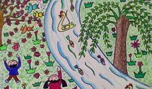 春天 小河 孩子_350字