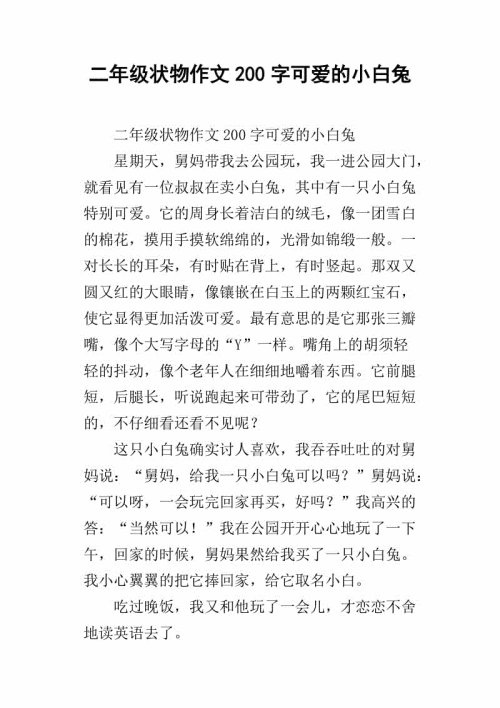 四年级组成：小白兔_350字