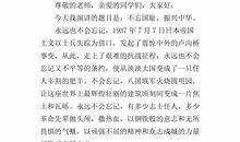 爱国演讲稿:不忘国耻，振兴中华