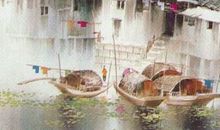 闲庭曲槛无余雪，流水空山有落霞