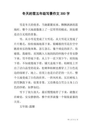 高写下观：冬天雪_900字