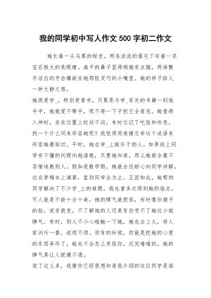 我的同学_500字